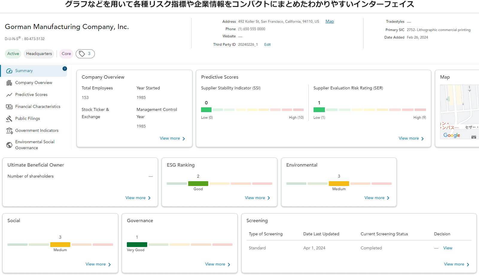 企業情報表示例